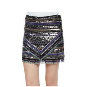 PARKER Corsica Geometric Beaded Fringe Skirt Size 0